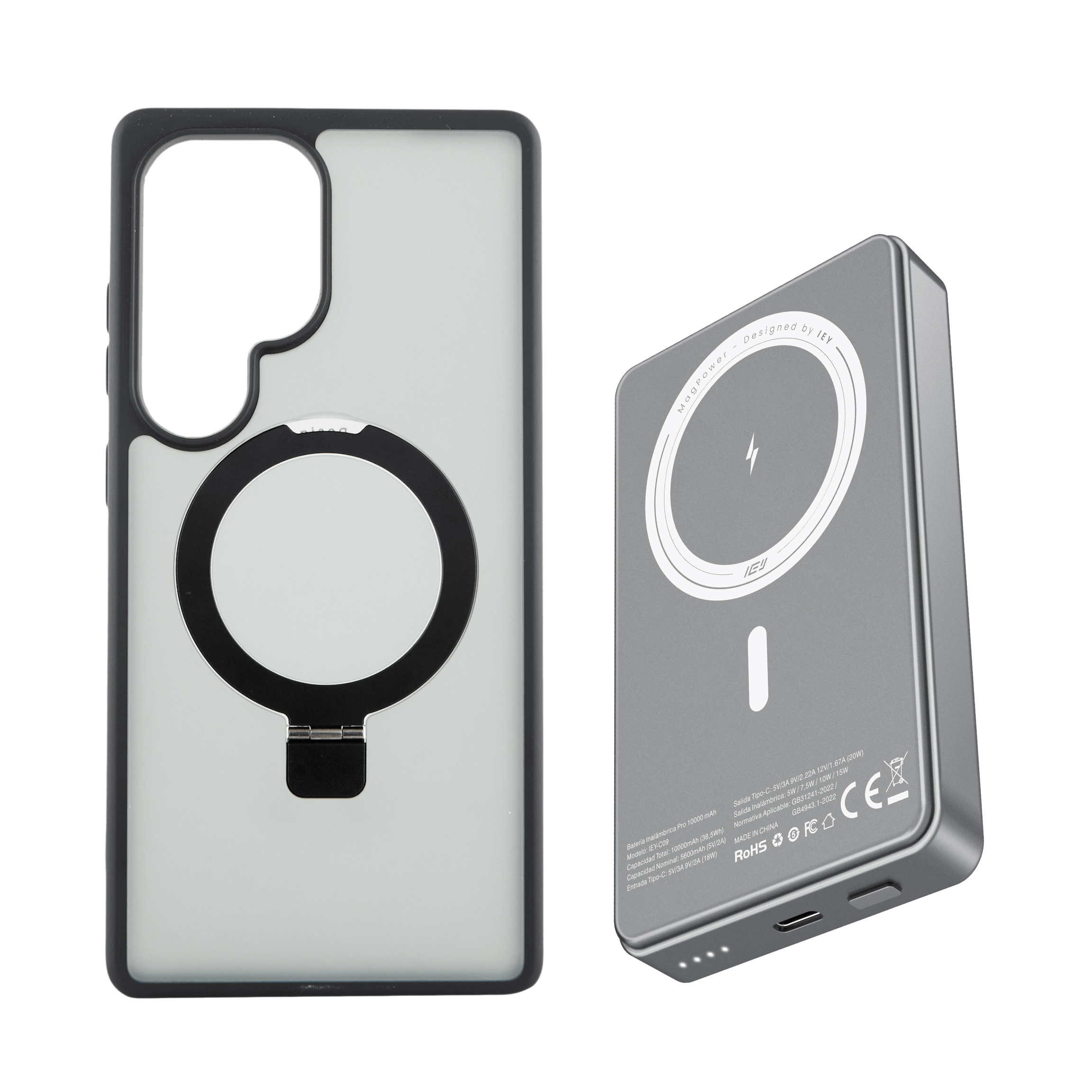 Combo IEY de funda MagSafe iPhone y batería inalámbrica pro de 10000mAh con tecnología MagSafe #color_gris azulado