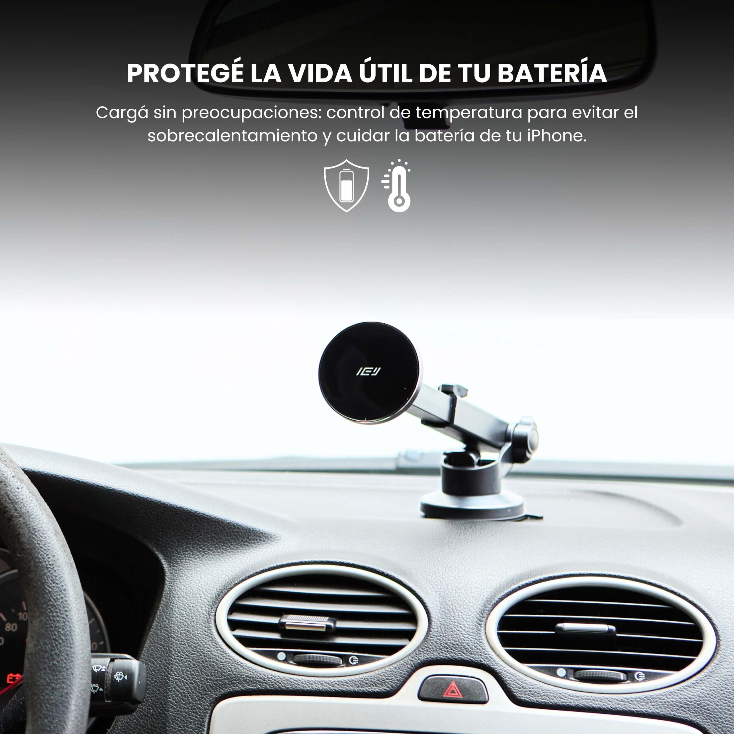 MagCharger Car IEY con brazo extensible instalado en tablero #color_negro