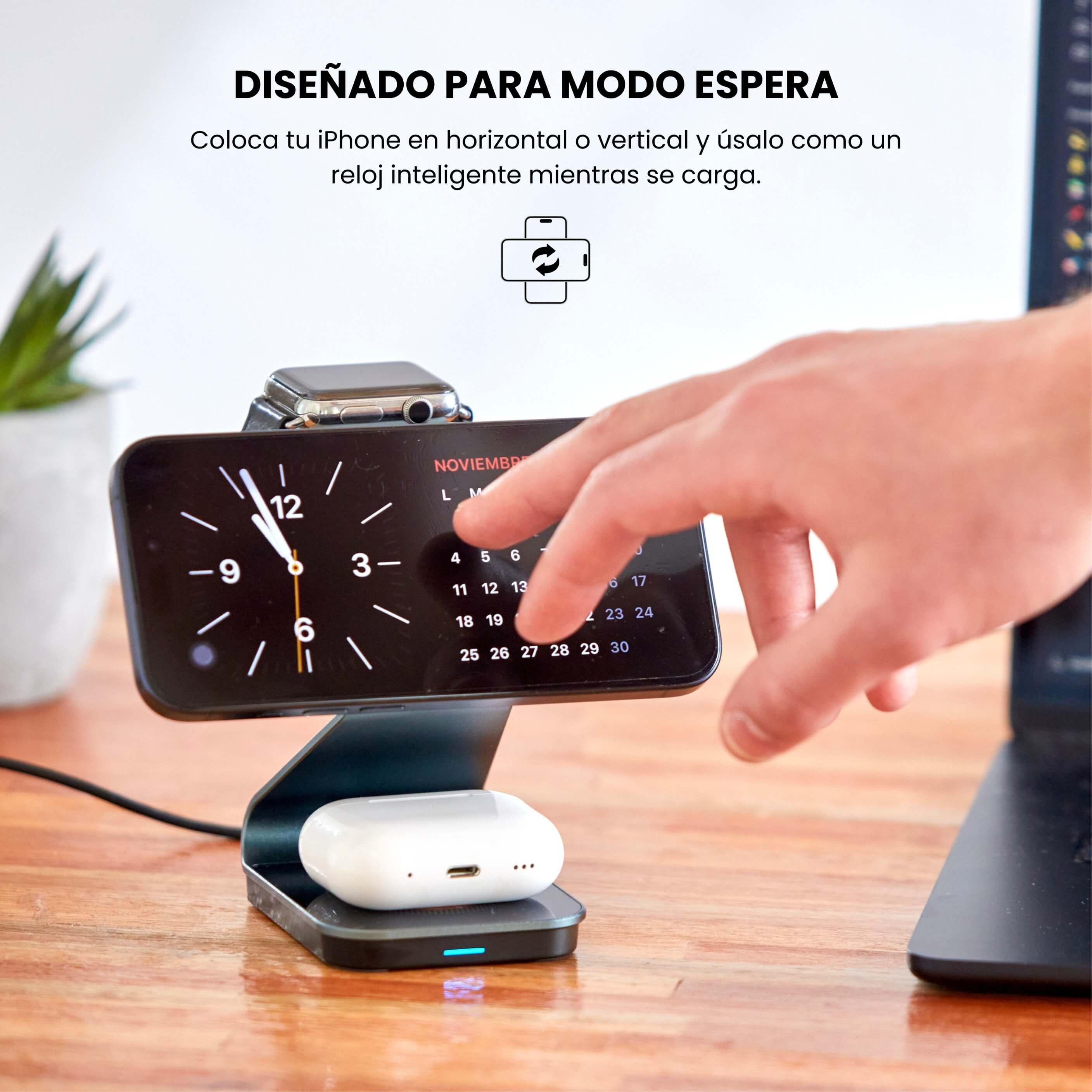 Carga rápida y precisa con estación inalámbrica 3 en 1 MagSafe de IEY #color_gris azulado