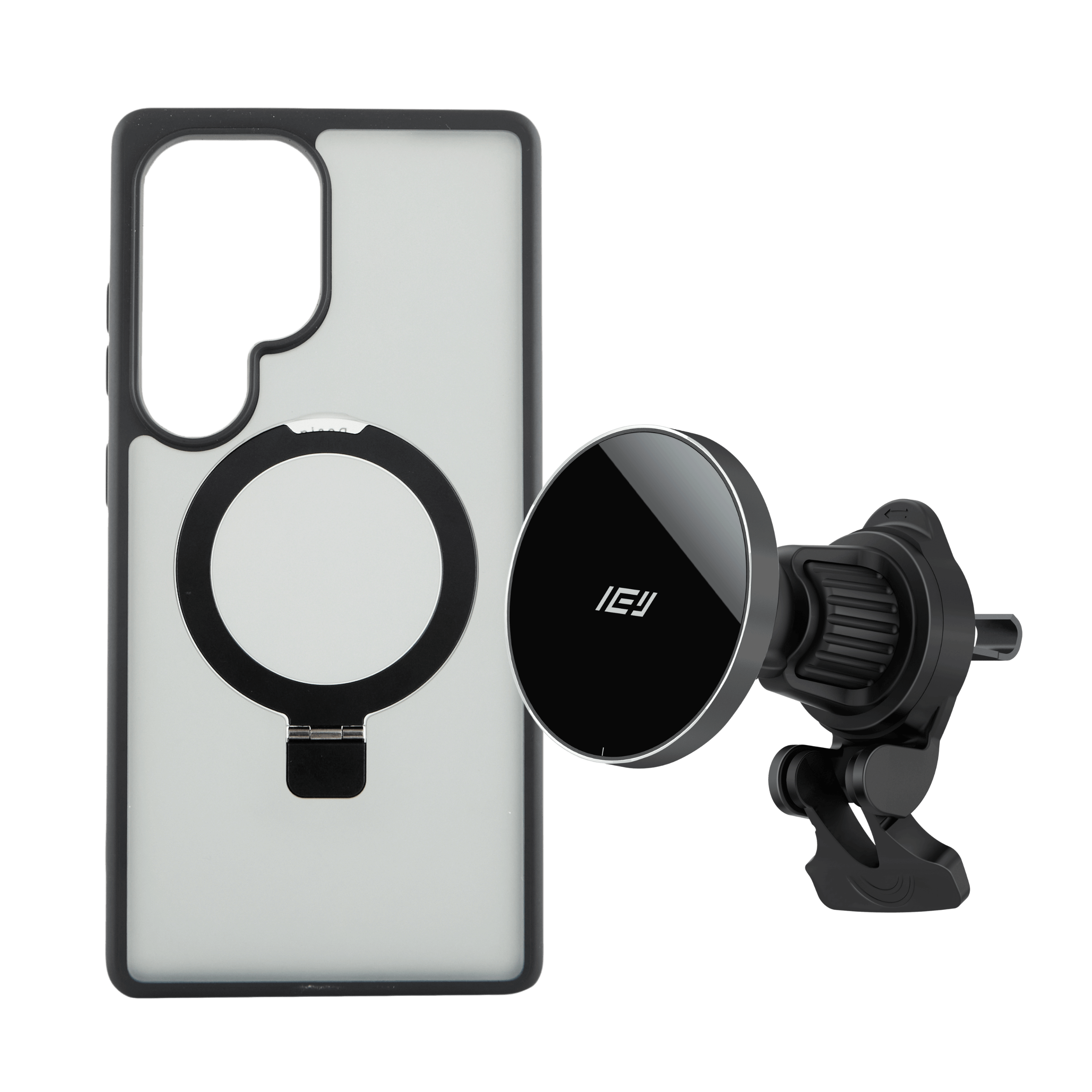Combo MagSafe IEY para Samsung: Funda Samsung + Cargador de Auto con fijación magnética #color_negro