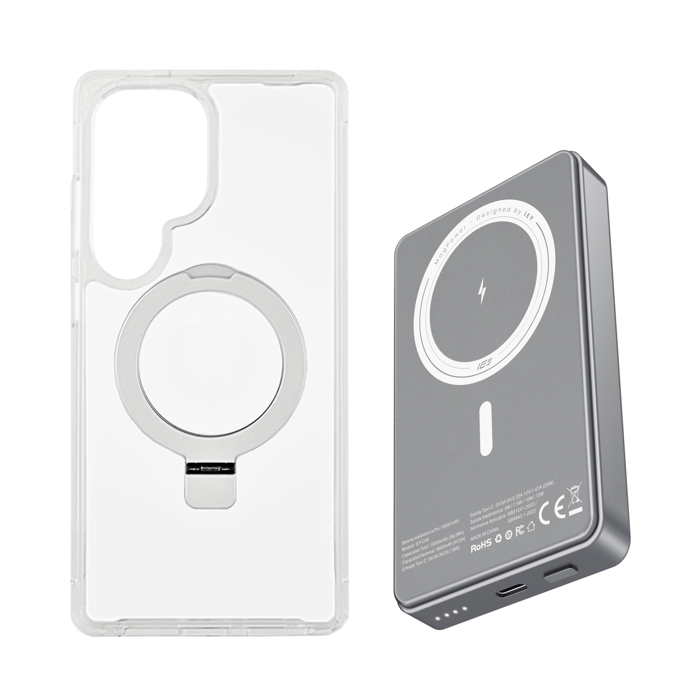 Combo IEY de funda MagSafe iPhone y batería inalámbrica pro de 10000mAh con tecnología MagSafe #color_gris azulado