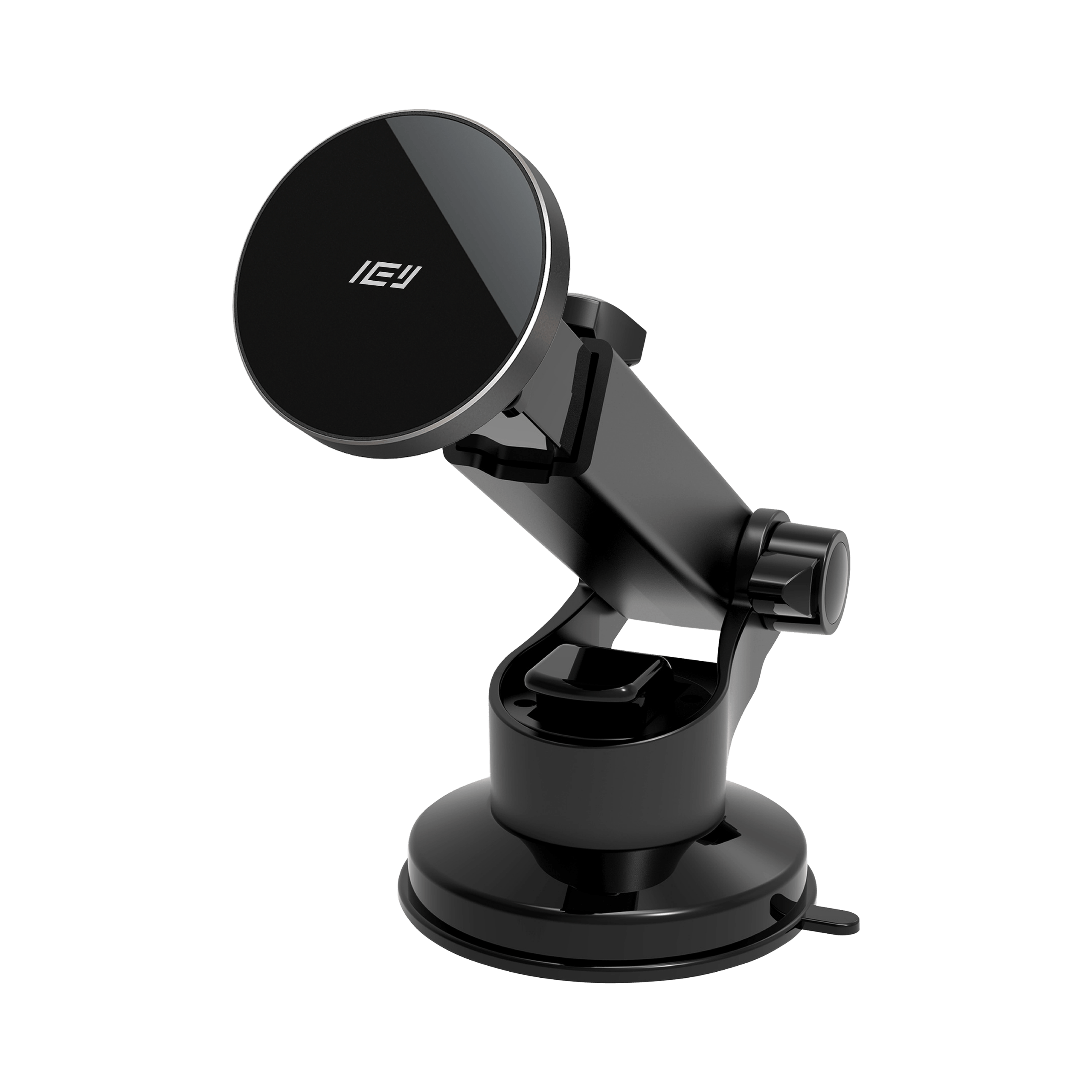 Cargador inalámbrico de auto MagCharger con soporte magnético compatible con MagSafe y iPhone en carga rápida con brazo extensible #color_negro