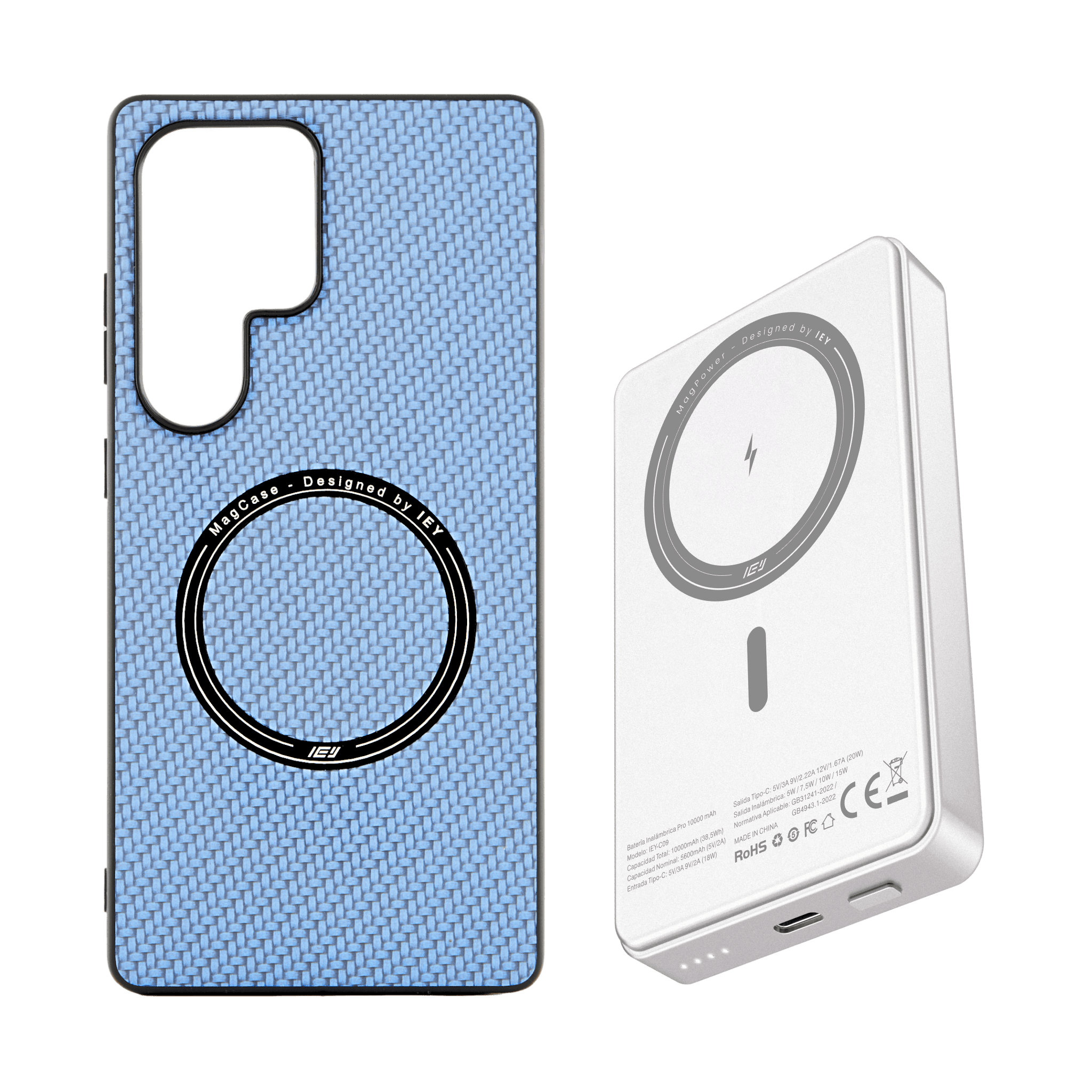 Combo IEY de funda MagSafe iPhone y batería inalámbrica pro de 10000mAh con tecnología MagSafe #color_gris plateado