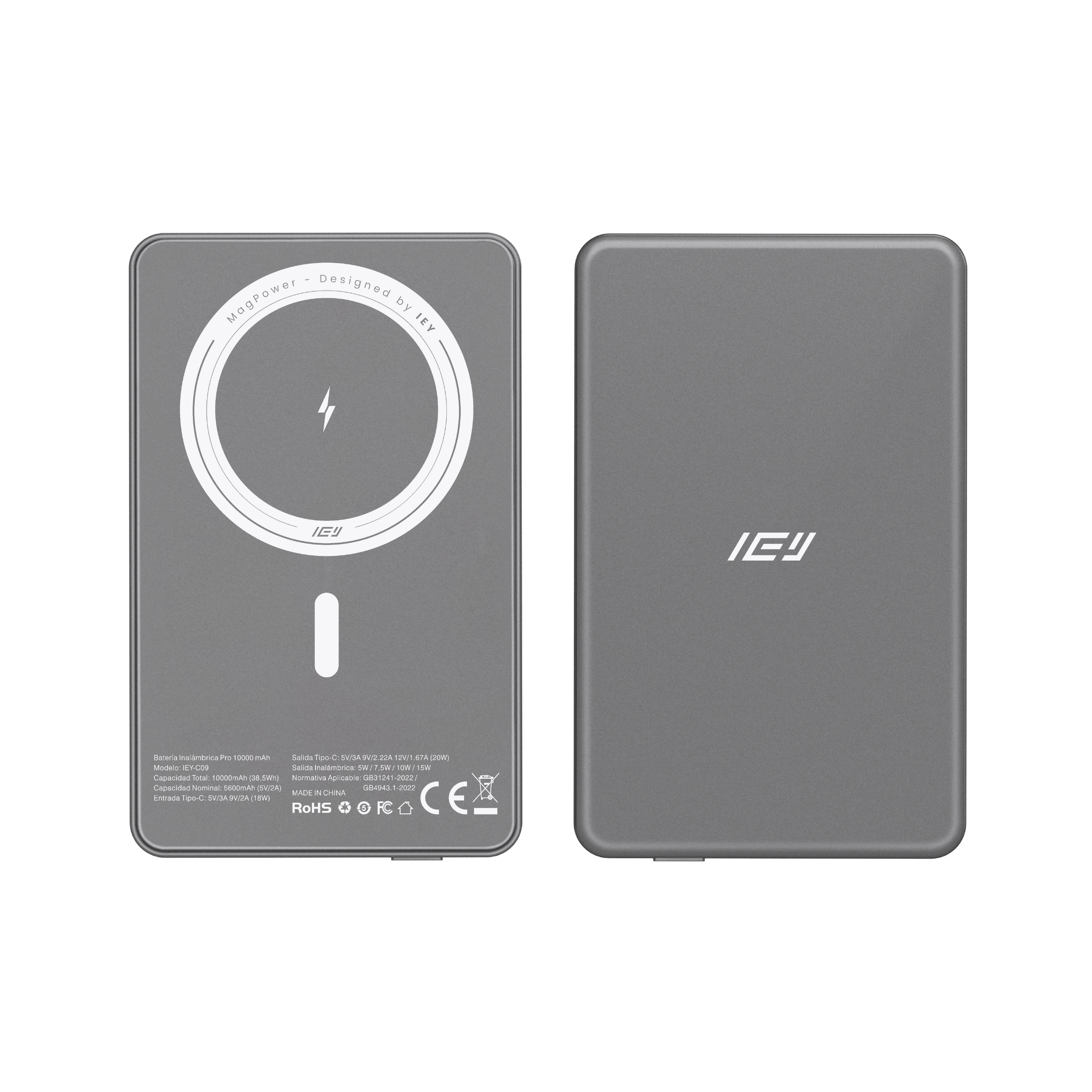 MagPower batería externa inalámbrica 10000mAh compatible con iPhone y Android Qi #color_gris azulado