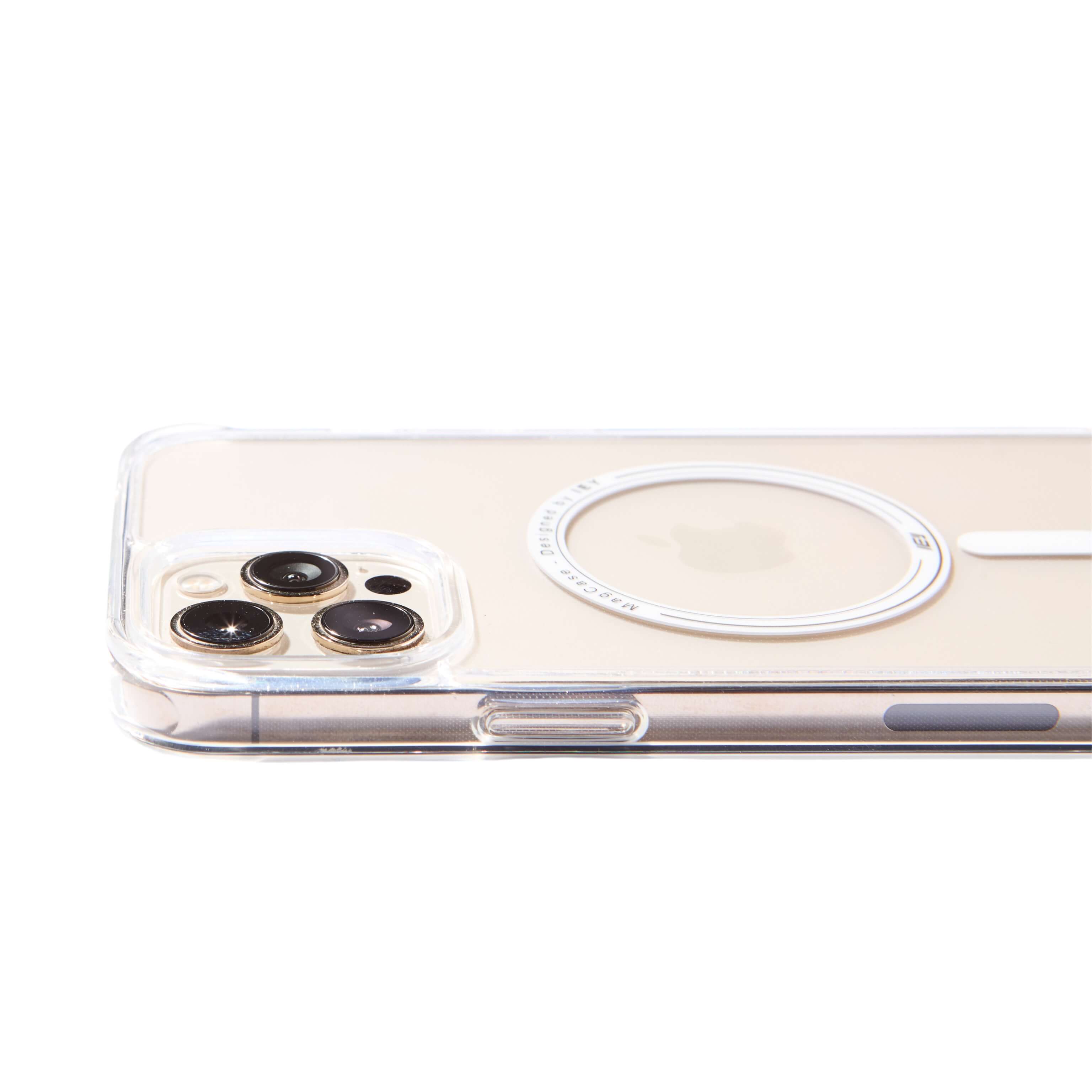Funda transparente MagSafe para iPhone con diseño minimalista y aro imantado visible