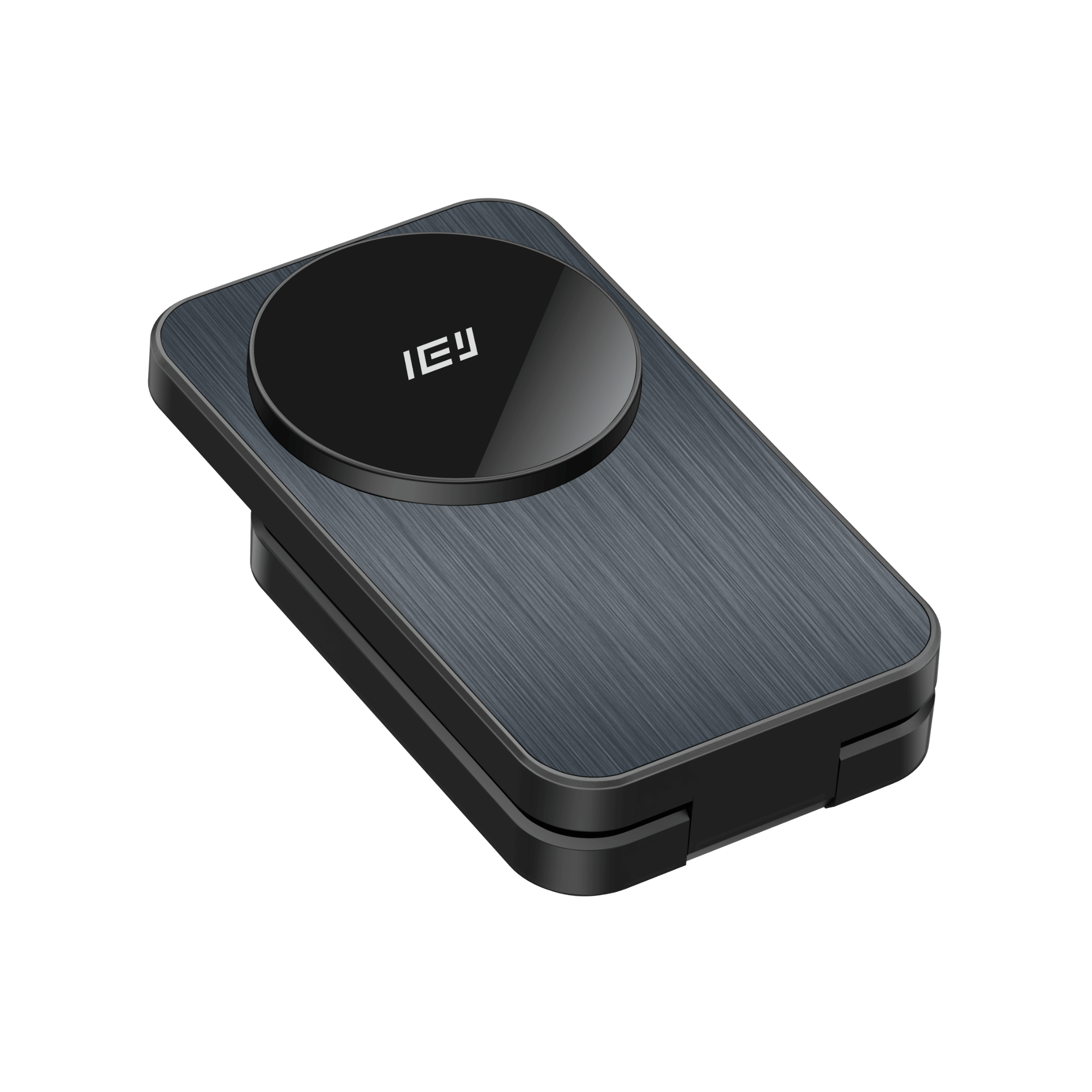 Cargador plegable MagCharger en su forma compacta para fácil transporte en bolsos o mochilas #color_negro
