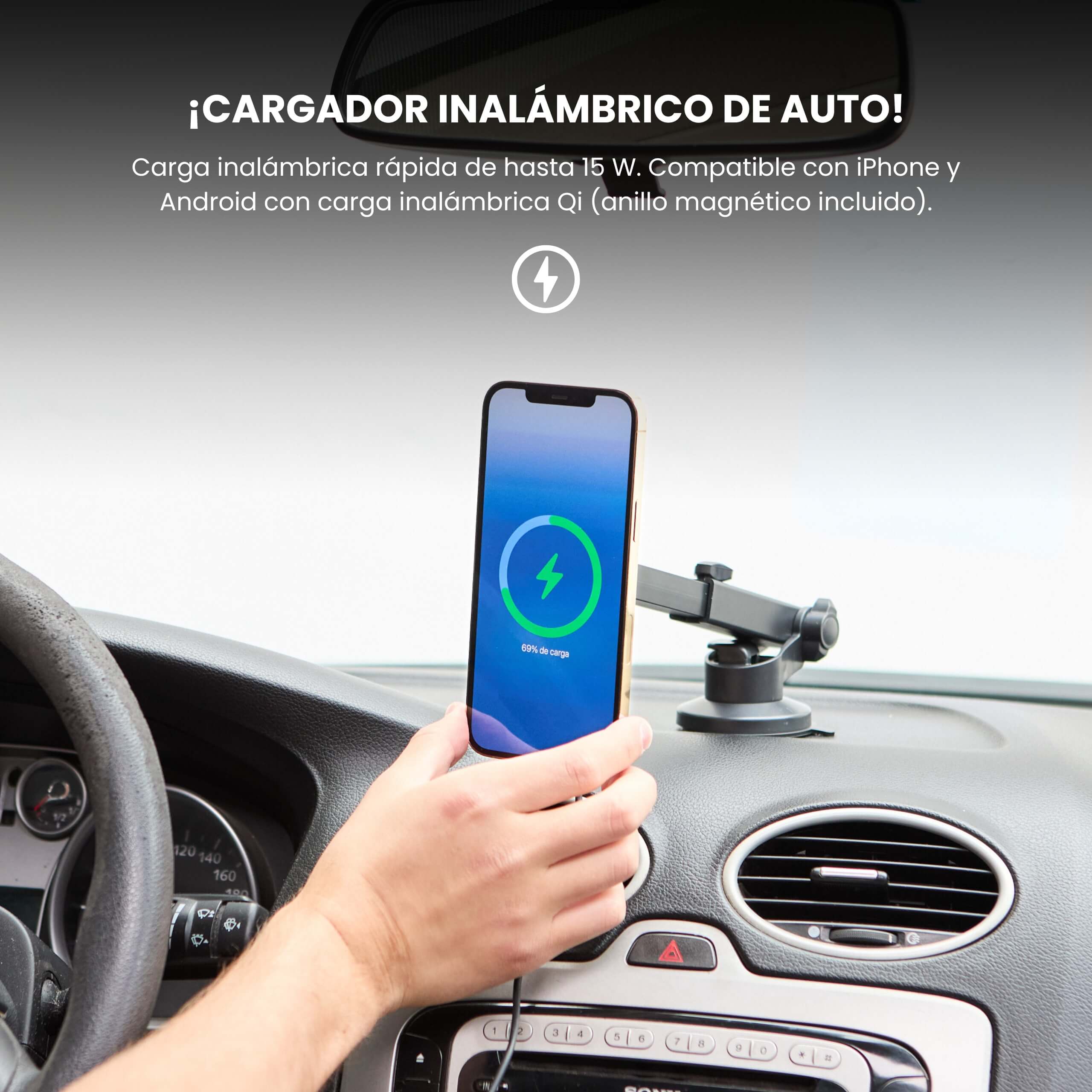 MagCharger Car IEY compatible con iPhone y Android con carga Qi