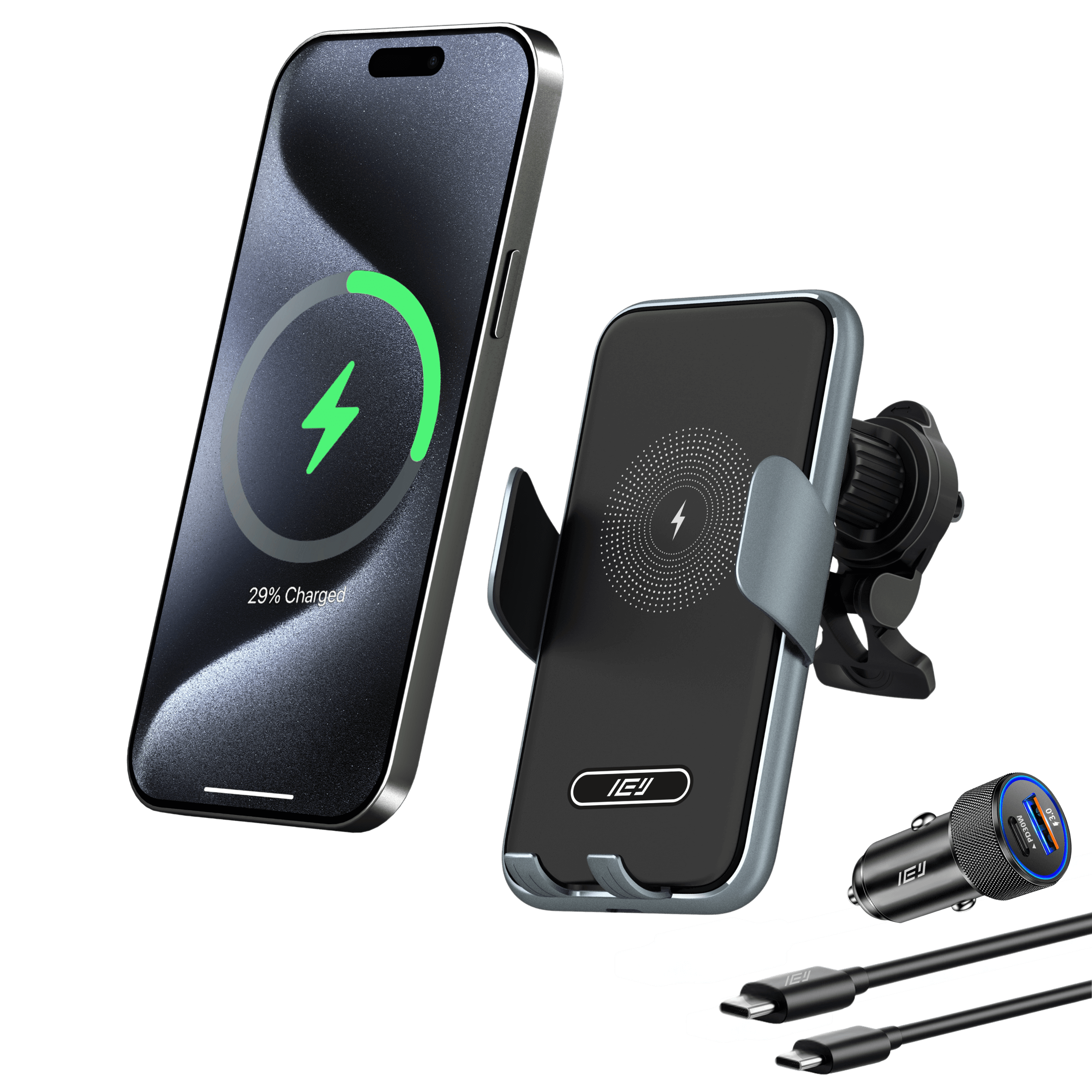 Cargador inalámbrico de auto inteligente MagCharger con sensor automático y carga rápida MagSafe para iPhone