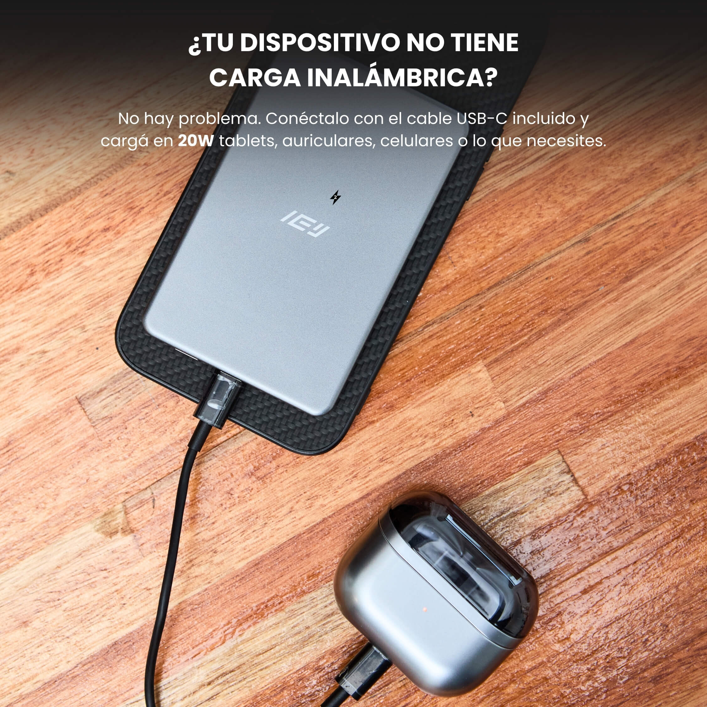 Cargador portátil 5000mAh MagPower con salida USB-C 20W para dispositivos sin carga inalámbrica