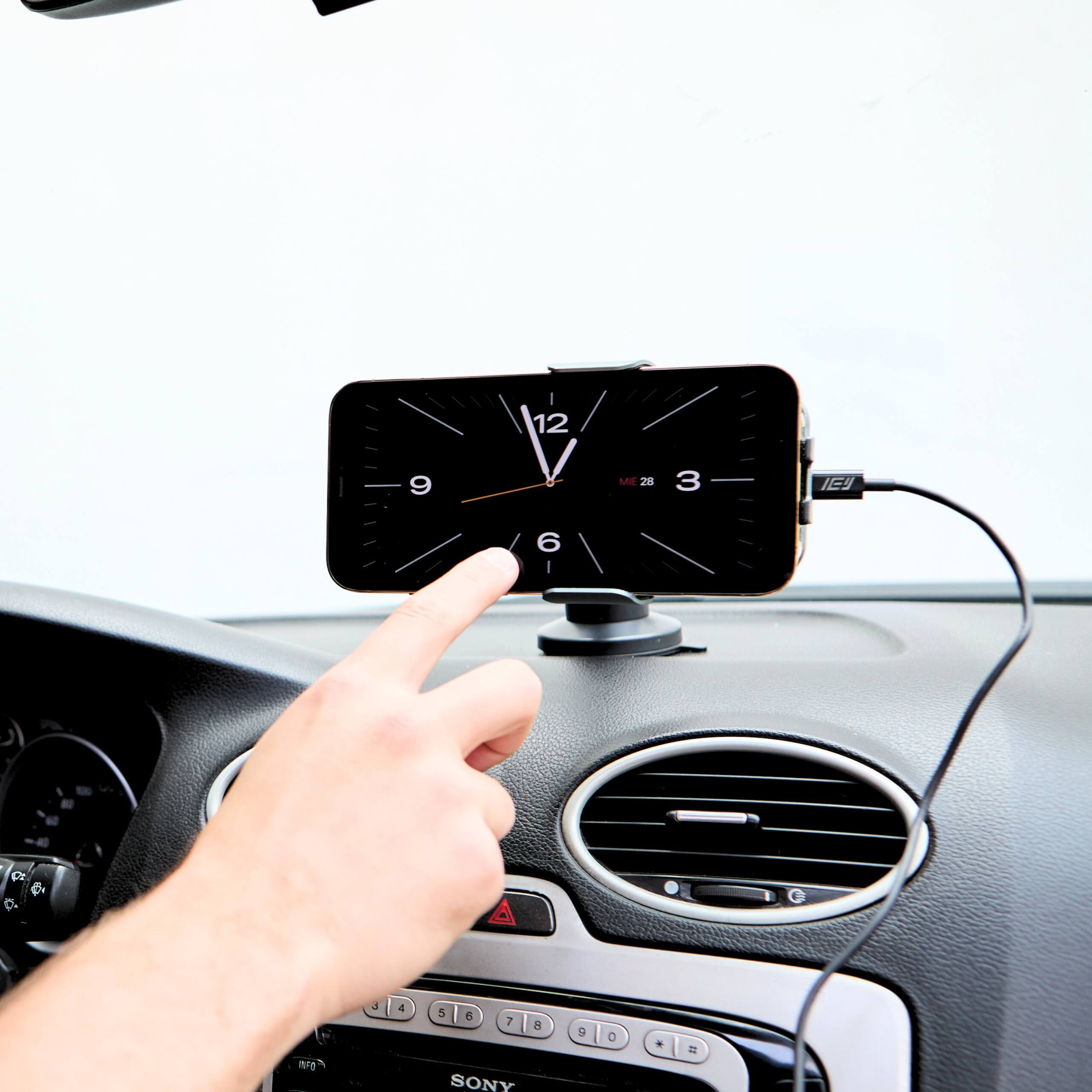 Modo horizontal para GPS con MagCharger Car y brazo extensible.
