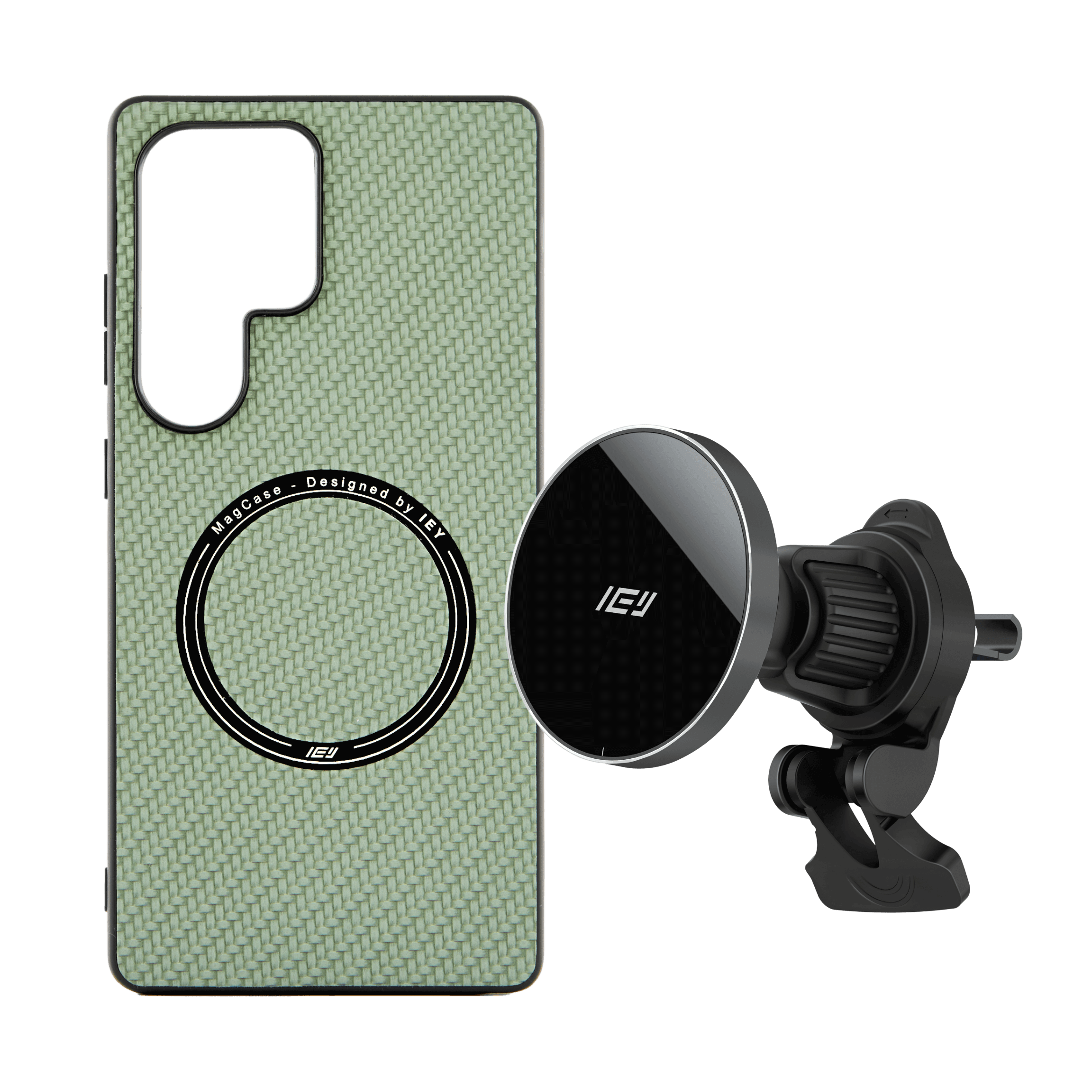 Combo MagSafe IEY para Samsung: Funda Samsung + Cargador de Auto con fijación magnética #color_negro