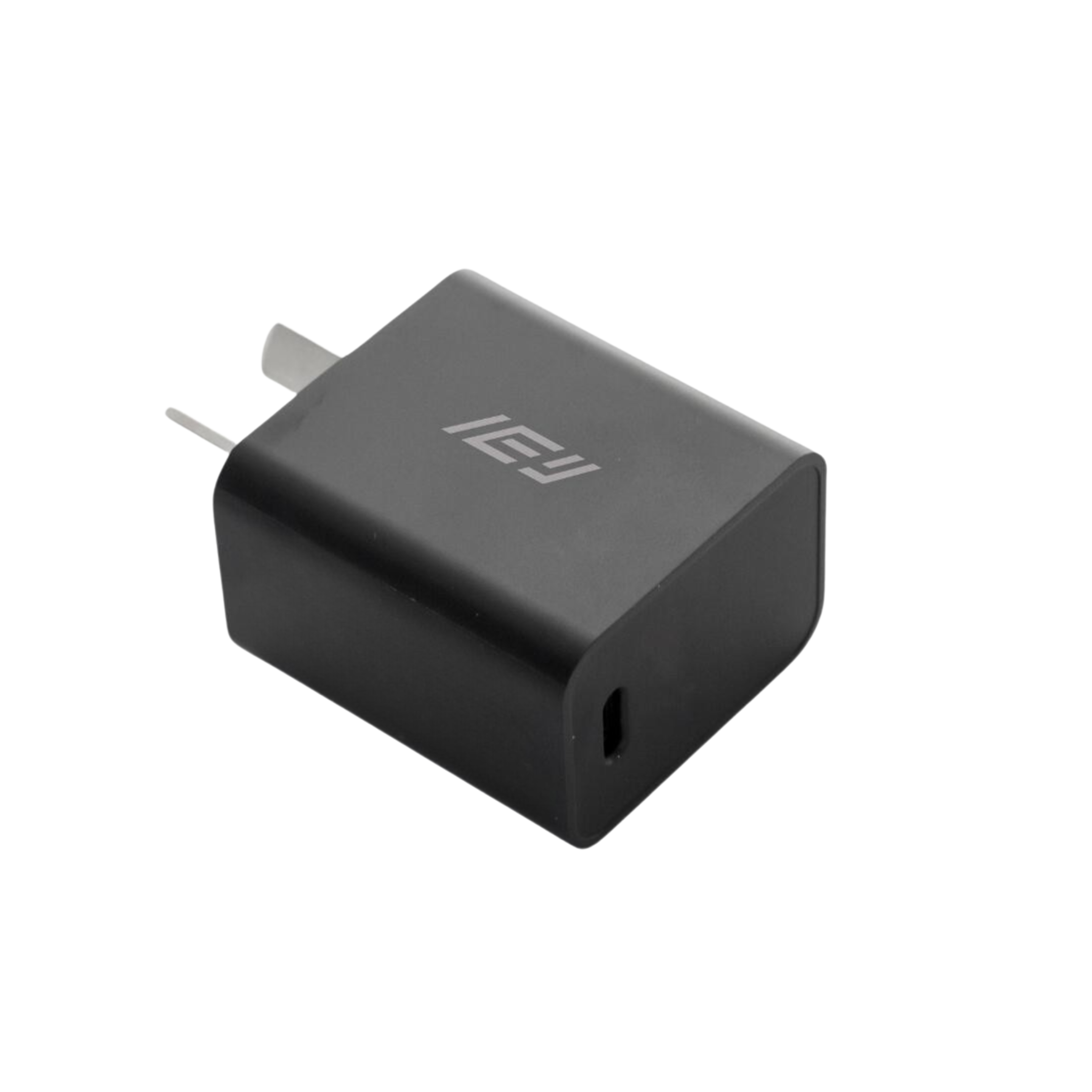 Cargador de pared USB-C IEY de 20W en color negro con tecnología Power Delivery para carga rápida segura #color_negro