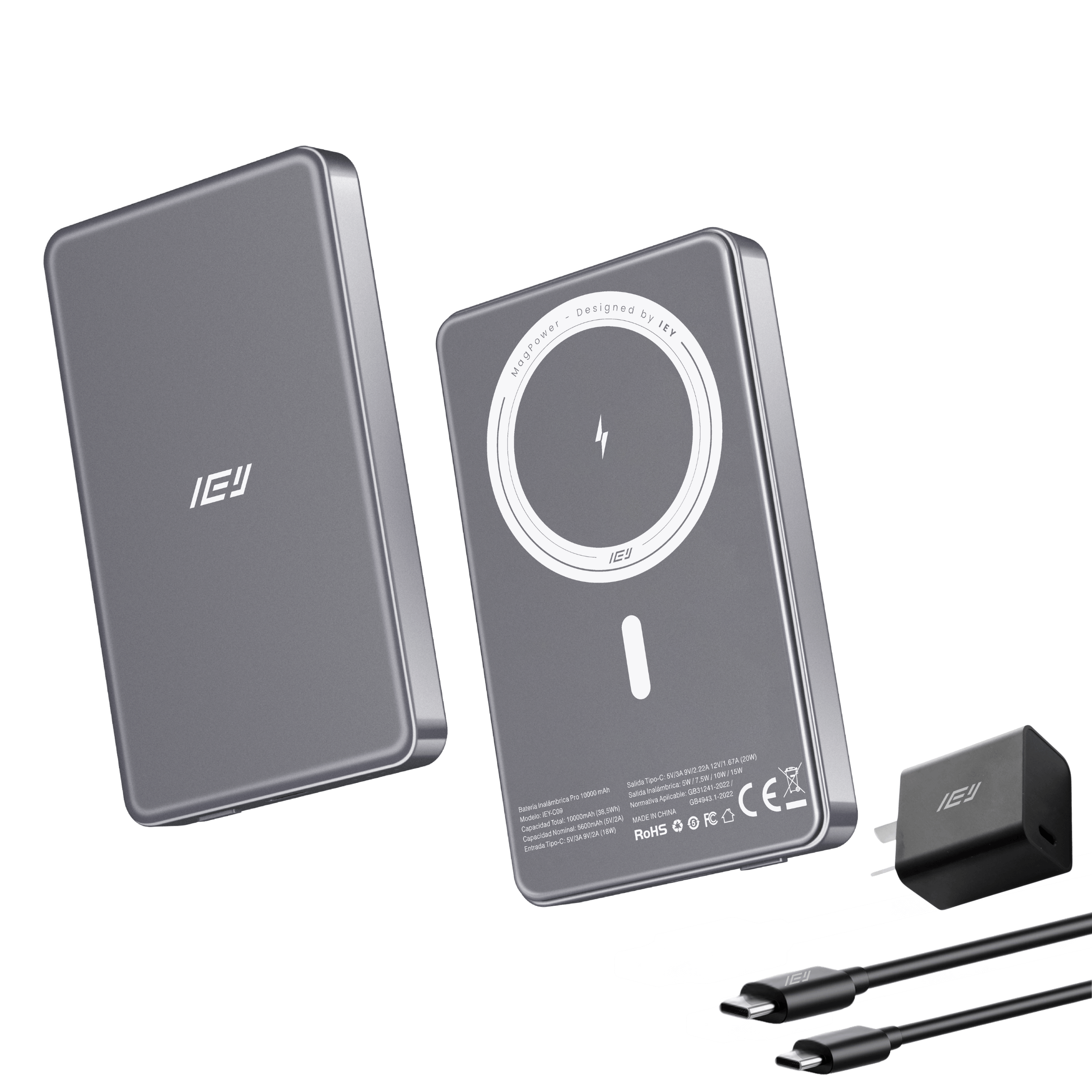 Batería Inalámbrica Ultrafina 10000mAh MagPower color gris con tecnología MagSafe con Adaptador Incluido #color_gris azulado