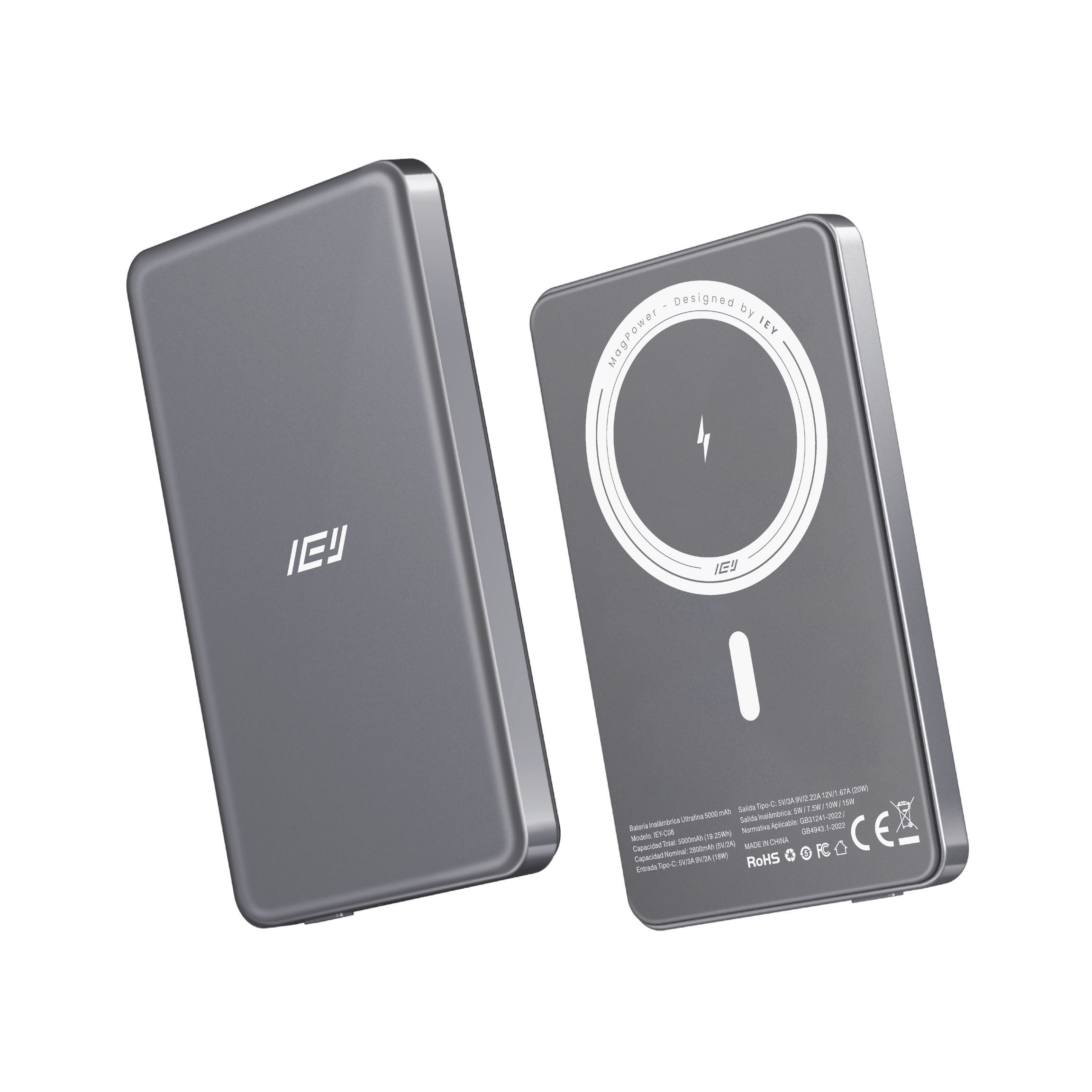 Batería Inalámbrica Ultrafina 5000mAh MagPower color gris con tecnología MagSafe #color_gris azulado