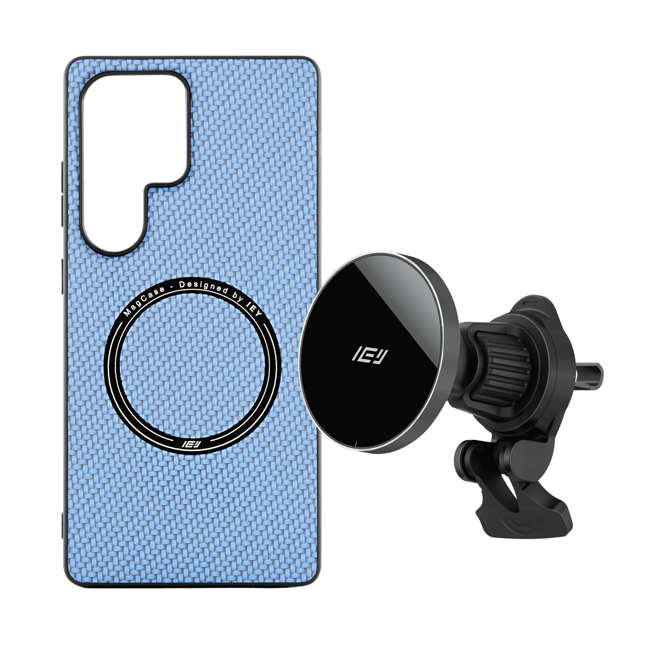 Combo MagSafe IEY para Samsung: Funda Samsung + Cargador de Auto con fijación magnética #color_negro