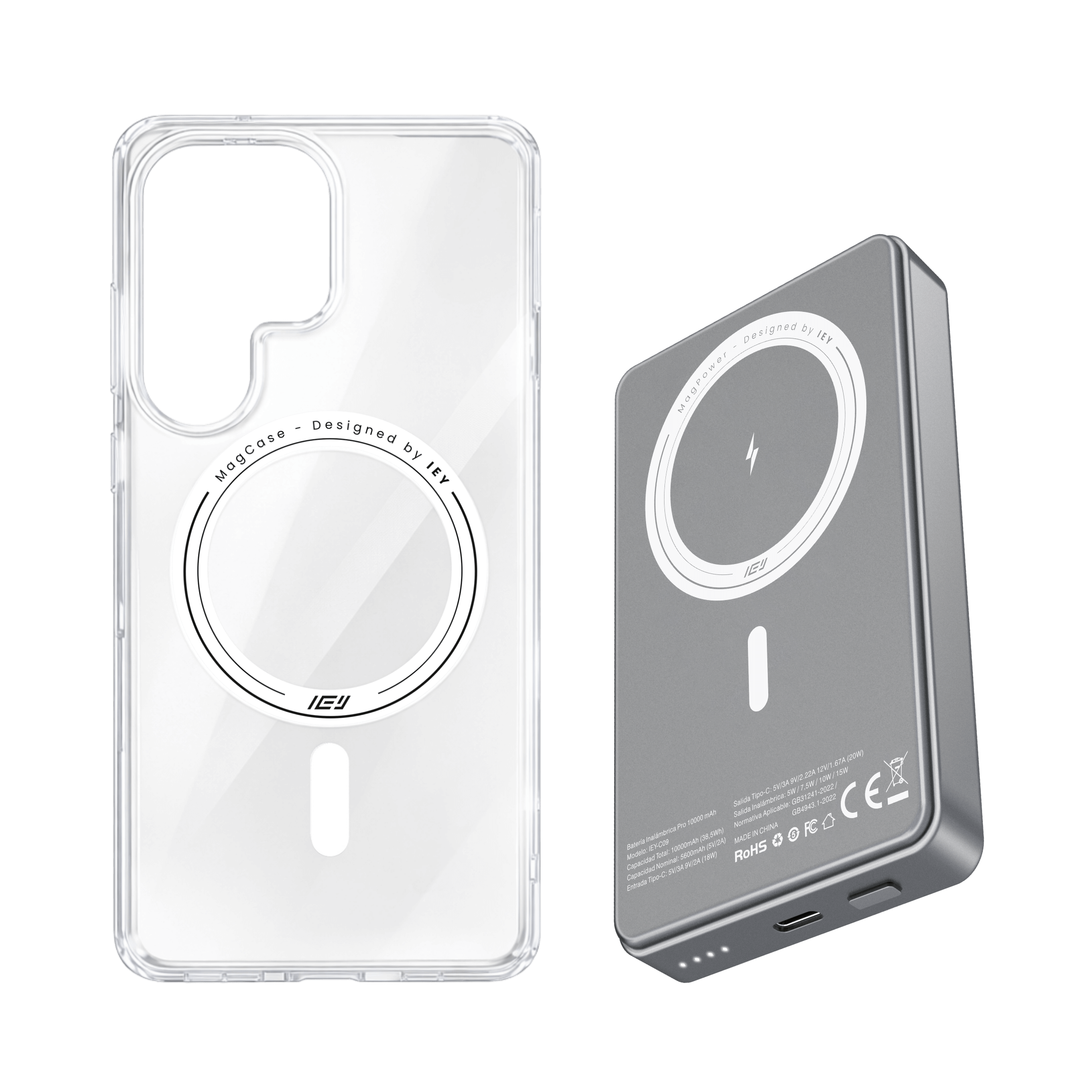 Combo IEY de funda MagSafe iPhone y batería inalámbrica pro de 10000mAh con tecnología MagSafe #color_gris azulado