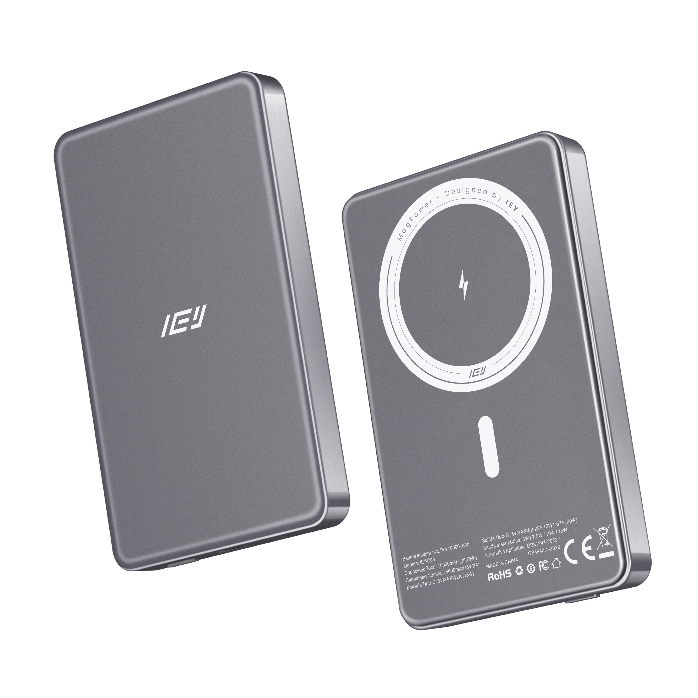 Batería Inalámbrica Ultrafina 10000mAh MagPower color gris con tecnología MagSafe #color_gris azulado