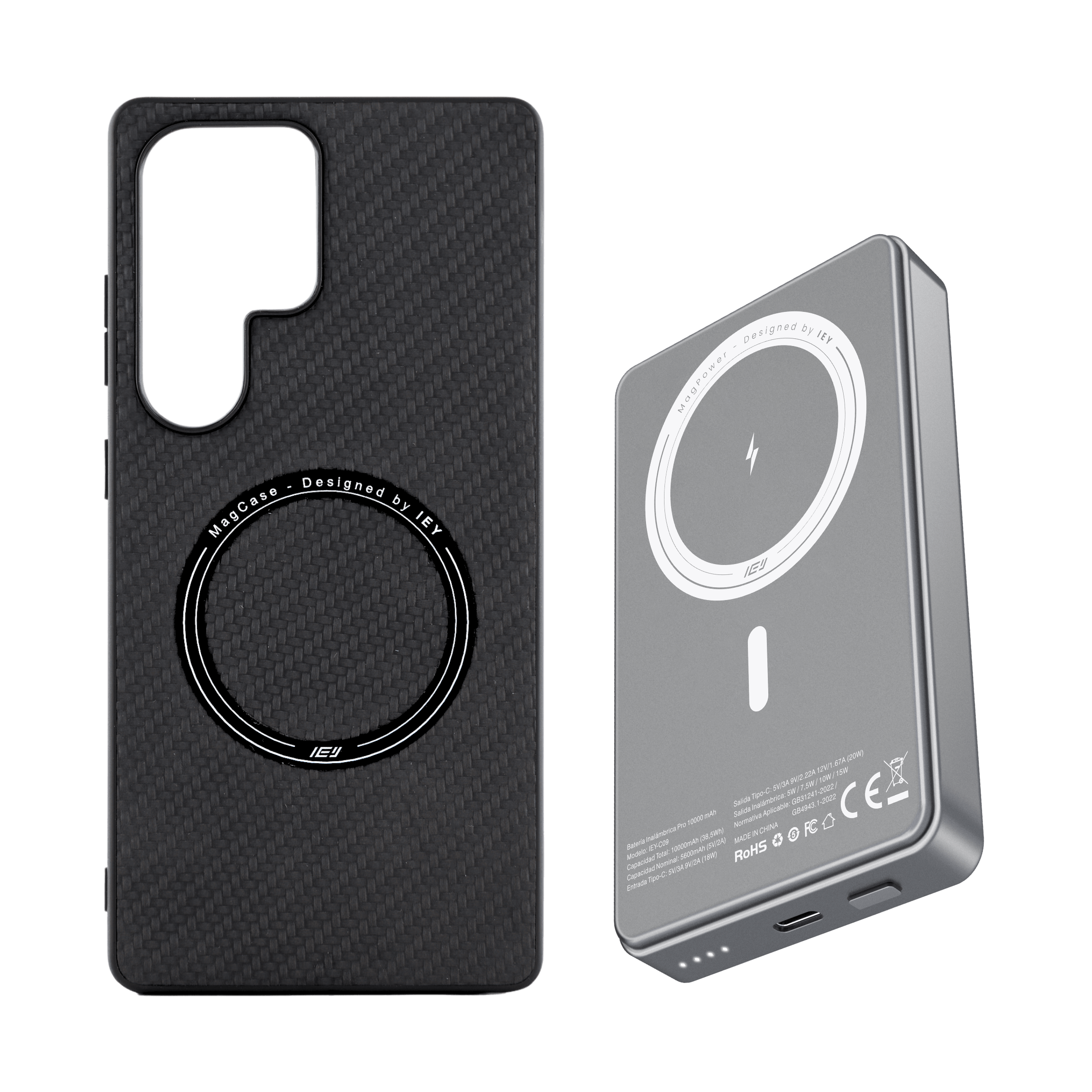 Combo IEY de funda MagSafe iPhone y batería inalámbrica pro de 10000mAh con tecnología MagSafe #color_gris azulado