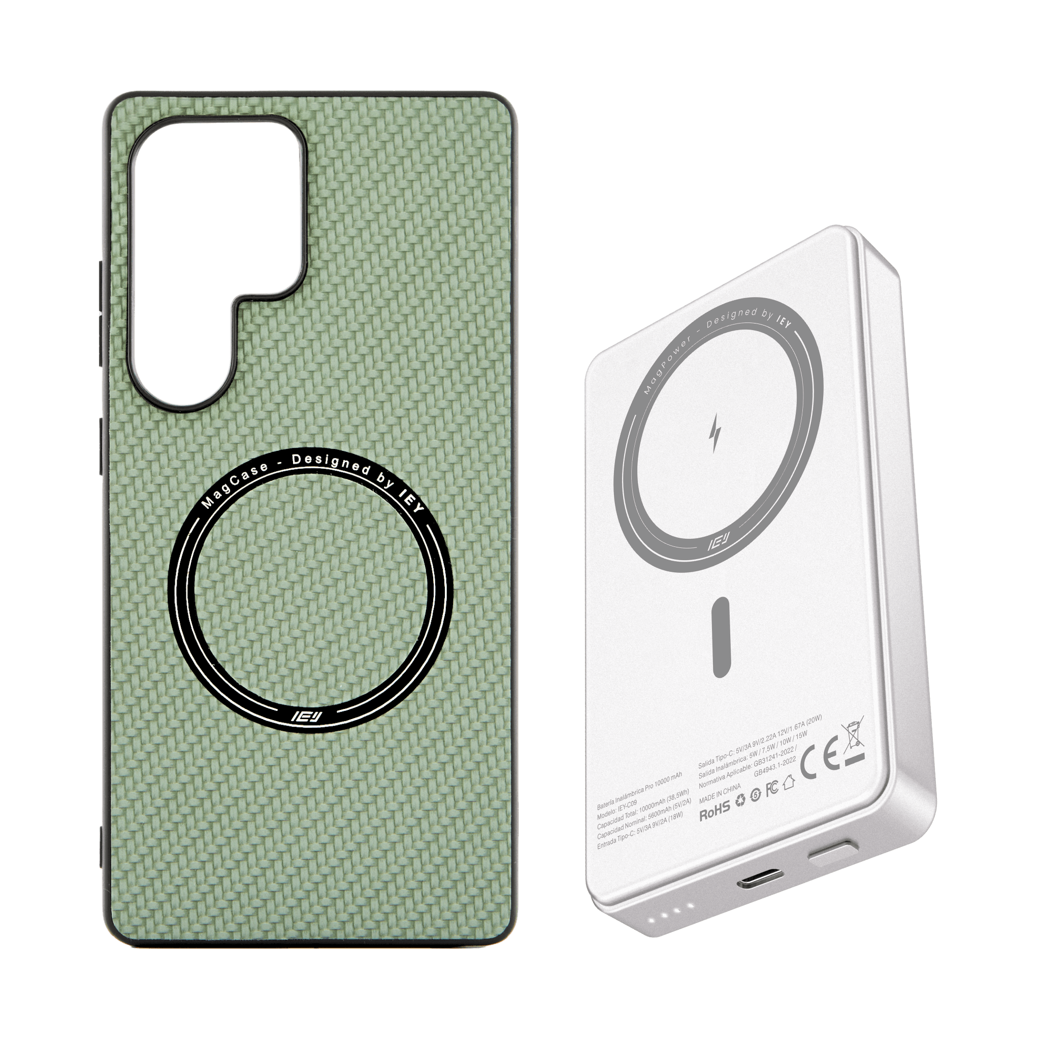 Combo IEY de funda MagSafe iPhone y batería inalámbrica pro de 10000mAh con tecnología MagSafe #color_gris plateado