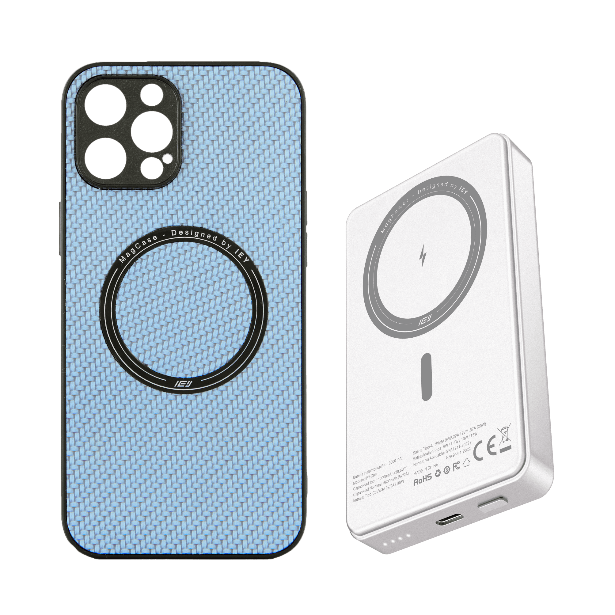 Combo IEY de funda MagSafe iPhone y batería inalámbrica pro de 10000mAh con tecnología MagSafe #color_gris plateado