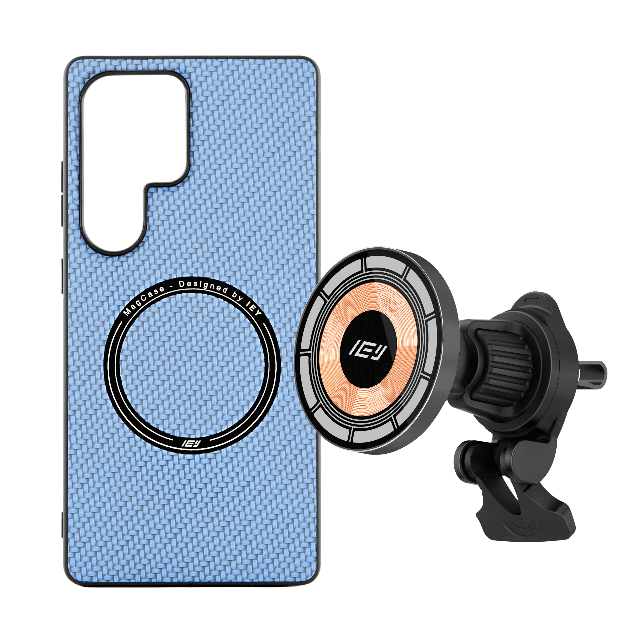 Combo MagSafe IEY para Samsung: Funda Samsung + Cargador de Auto con fijación magnética #color_plateado