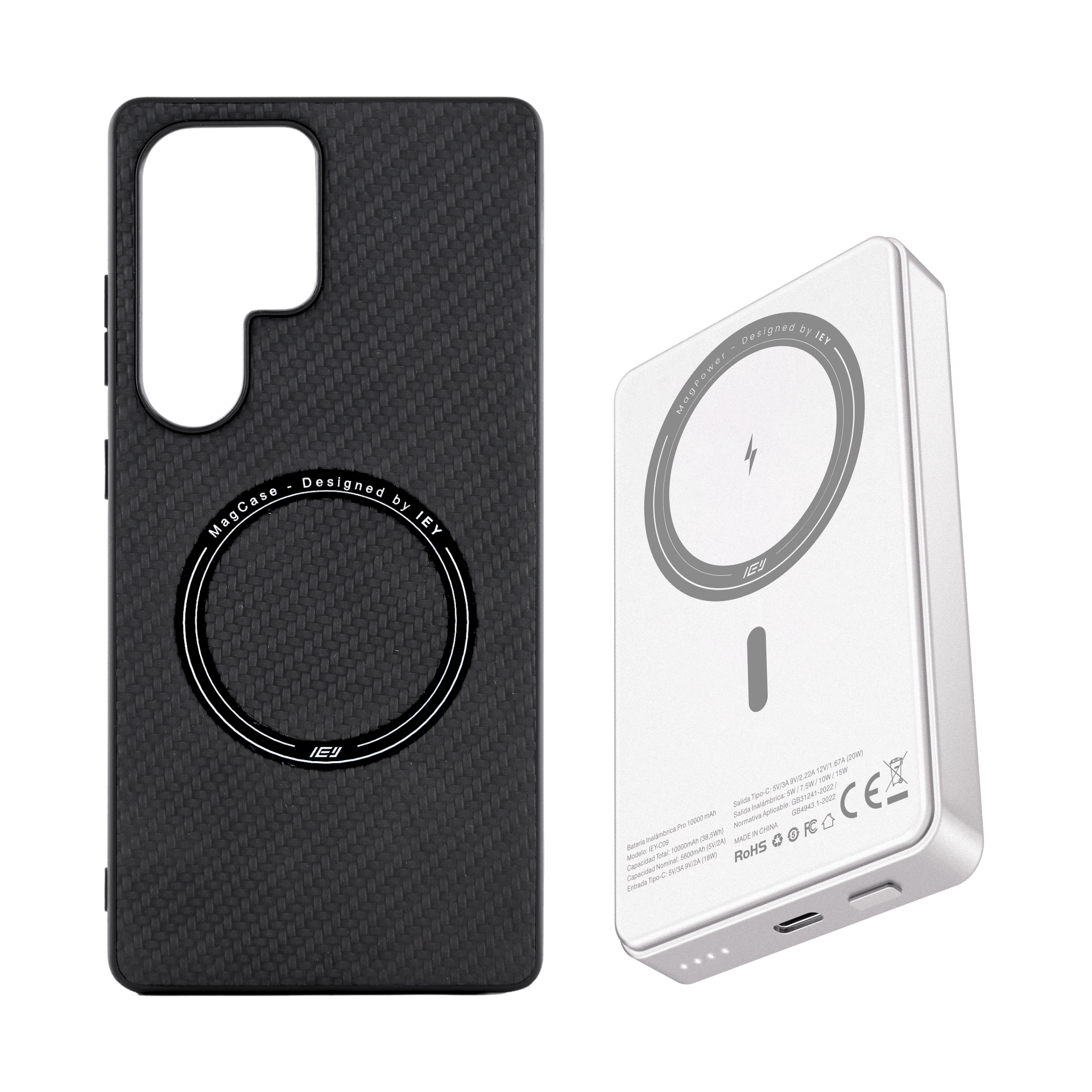 Combo IEY de funda MagSafe iPhone y batería inalámbrica pro de 10000mAh con tecnología MagSafe #color_gris plateado