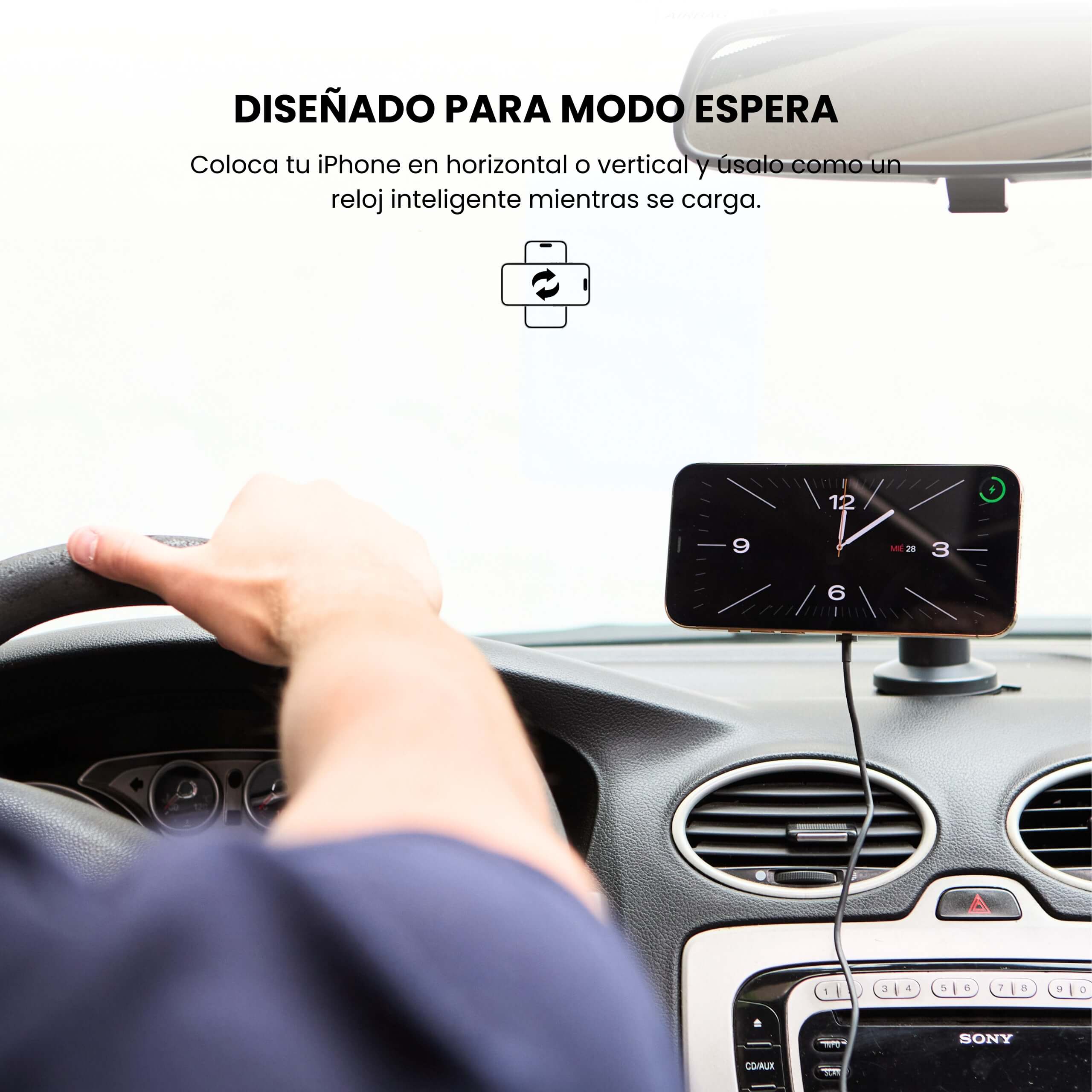MagCharger Car IEY compatible con iPhone y Android con carga Qi